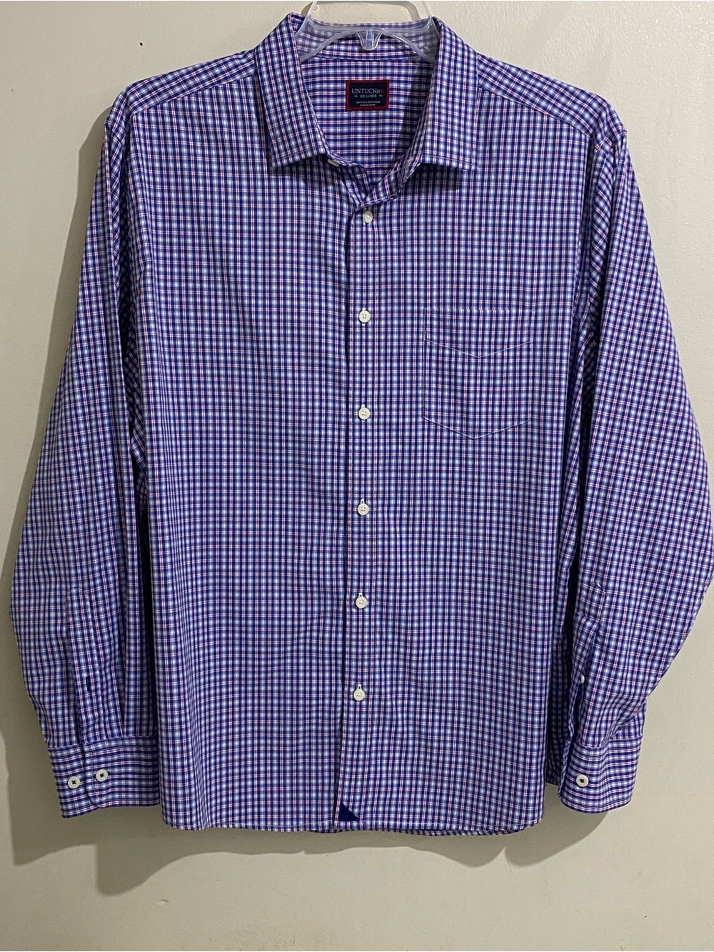 Untuckit Classic Fit Cassini Men's Multicolor Check Button Up Shirt Pocket